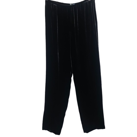 Eileen Fisher Velvet Pull On Pants Full Length Straight Leg, Black Sz M - Picture 6 of 9
